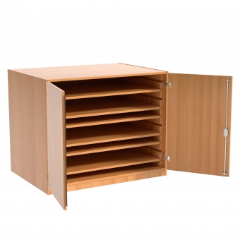 Papierschrank,  90 cm hoch, 111x81 cm (B/T), 6 Böden, 2 Türen, 